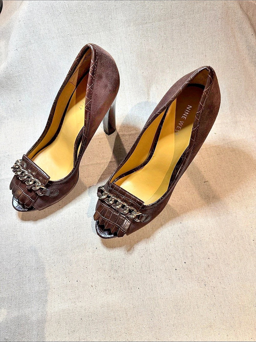 Nine West Brown Peep Toe Heels New never worn size 10